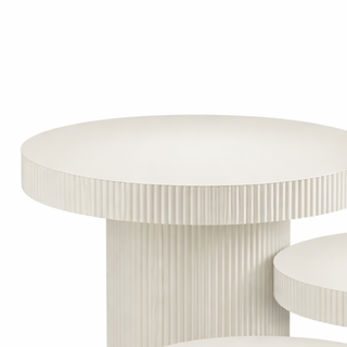 Mica Decorations Lux Beistelltisch Set 3er – Runde Metall Beistelltische in Gebrochenem Weiß, Moderne Couchtische Ø50–70 cm